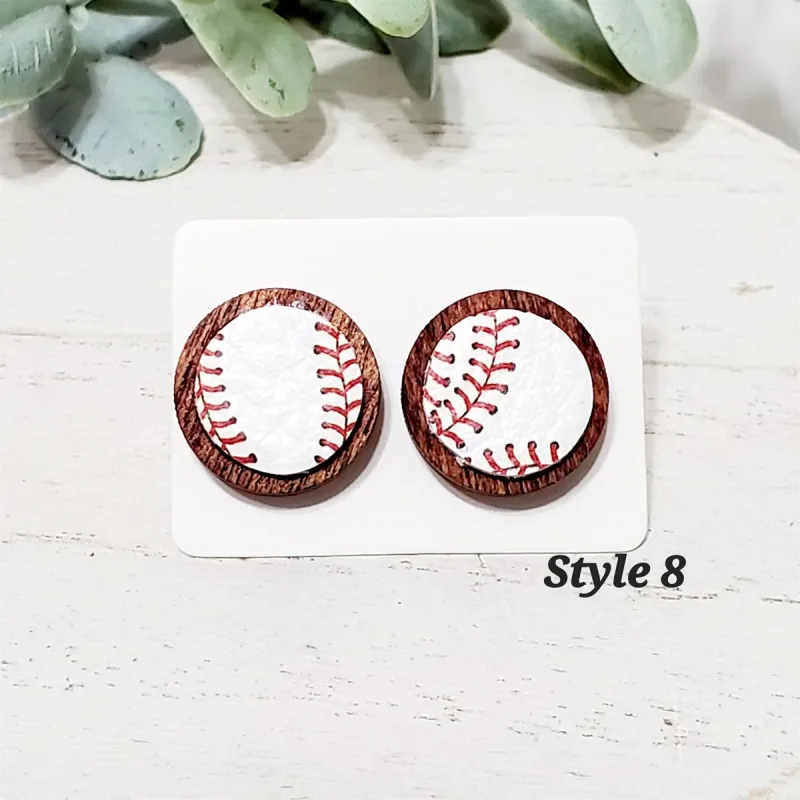 12MM Leather Wood Baseball Studs sold by Roxie’s Picks