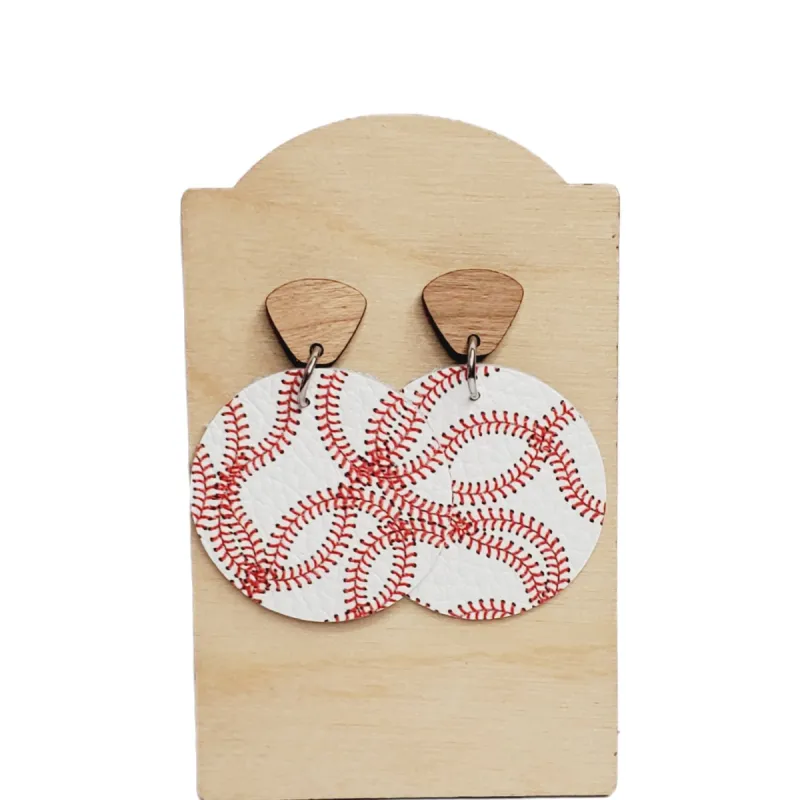 Leather Baseball Stud Earrings sold by Roxie’s Picks