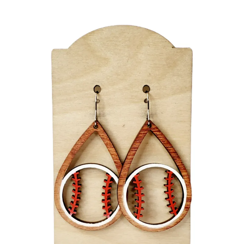 Baseball Teardrop Cutout Earrings sold by Roxie’s Picks