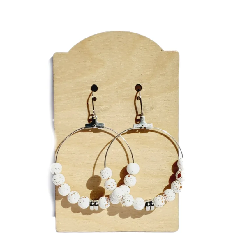 White Beaded Hoops sold by Roxie’s Picks