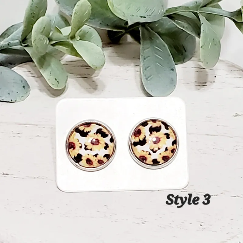 Cow Sunflower Studs | 12MM sold by Roxie’s Picks