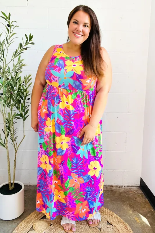 Diva Dreams Multicolor Tropical Floral Fit & Flare Maxi Dress sold by Roxie’s Picks