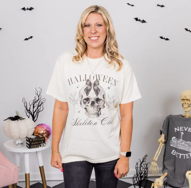 Halloween Skeleton Club Comfort Color Graphic Tee sold by Roxie’s Picks