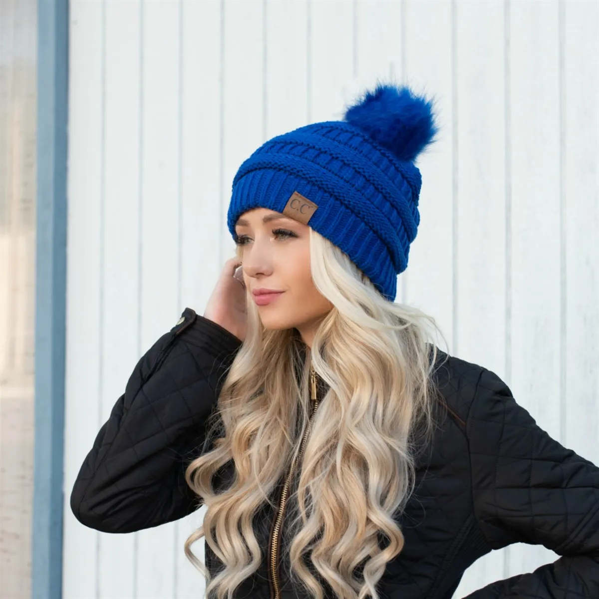 CC Trending Pom School Spirit Colors Beanies Hats sold by Roxie’s Picks product image thumbnail 3