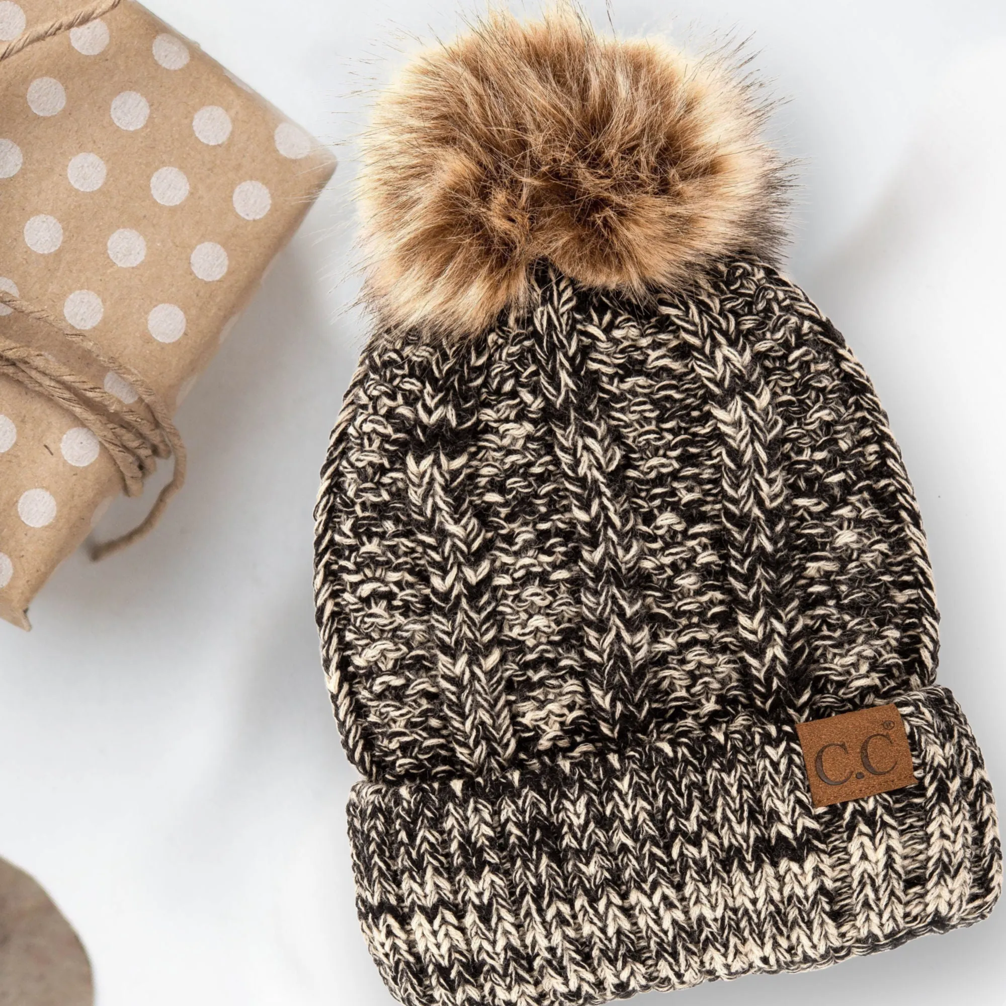 CC Multi-Color Faux Fur Pom Beanie sold by Roxie’s Picks