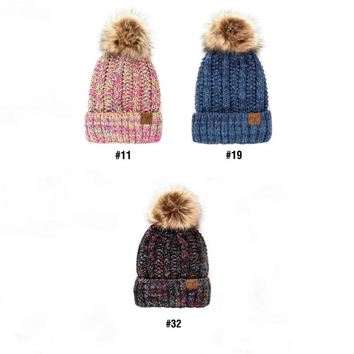 CC Multi-Color Faux Fur Pom Beanie sold by Roxie’s Picks product image thumbnail 3