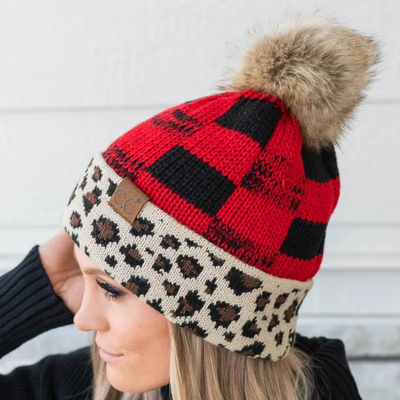 CC Cabin Cozy Leopard Plaid Beanie sold by Roxie’s Picks