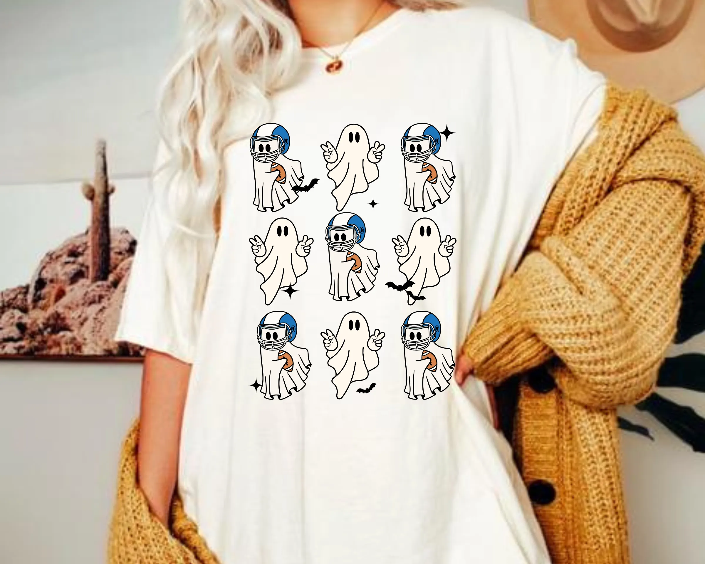 Fall Ghost Grid Tees sold by Roxie’s Picks product image thumbnail 5