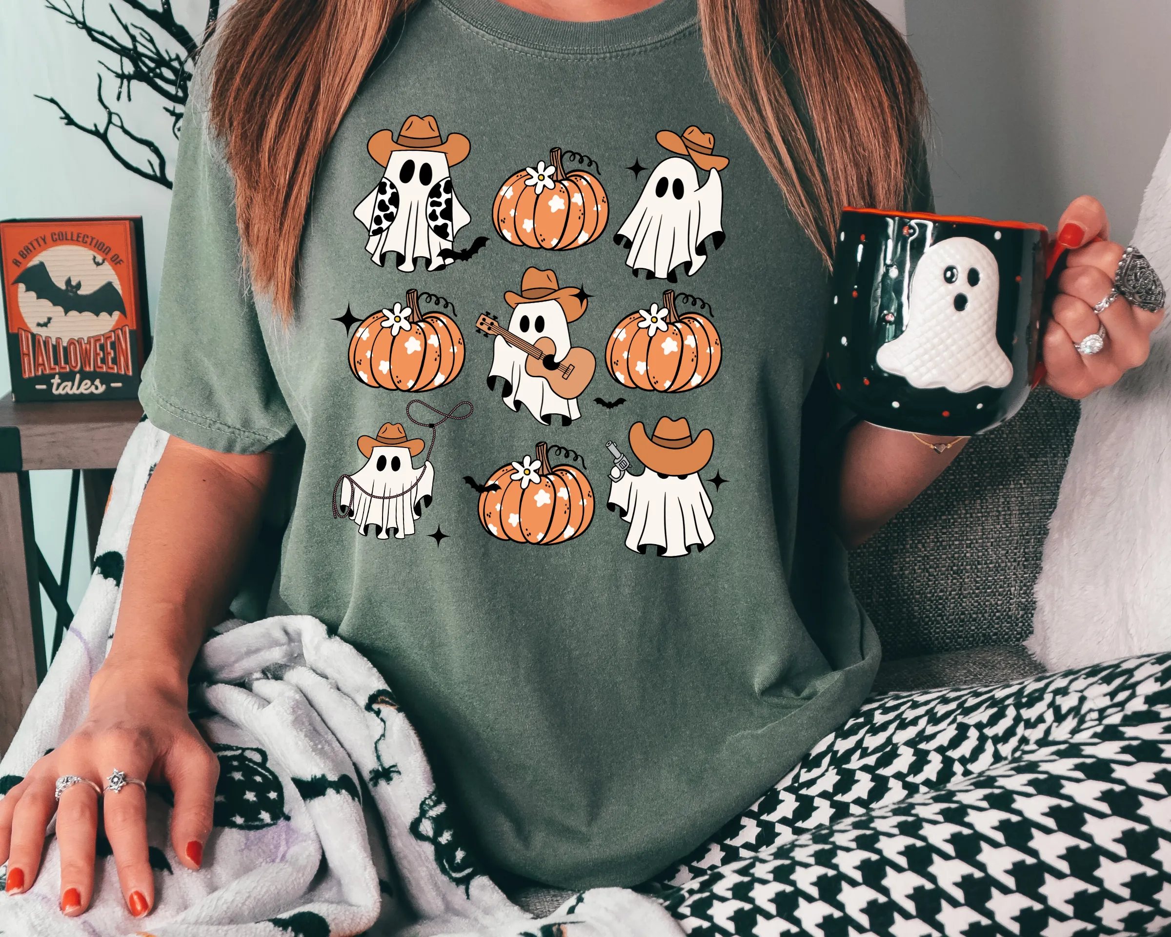 Fall Ghost Grid Tees sold by Roxie’s Picks