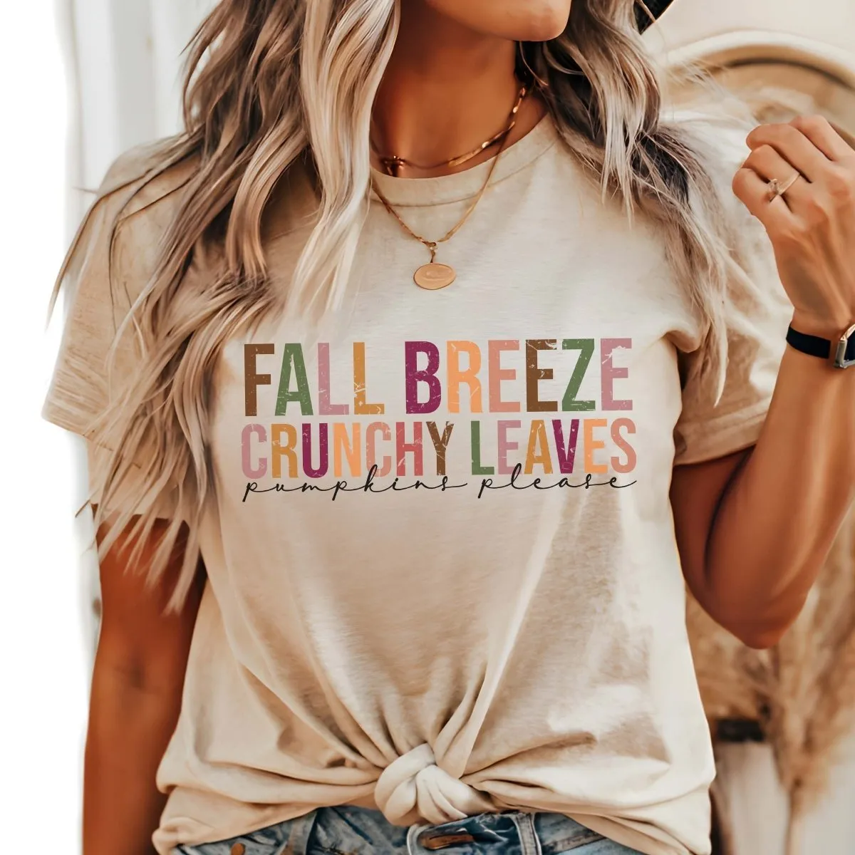 Fall Breeze Crunch Leaves Bella Graphic Tee sold by Roxie’s Picks product image thumbnail 2