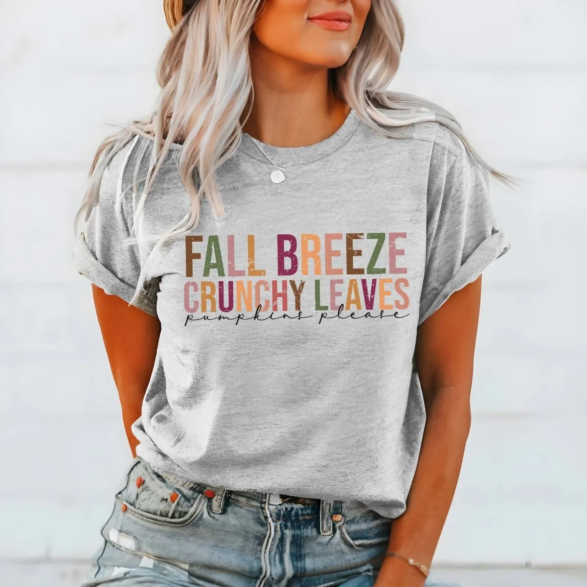 Fall Breeze Crunch Leaves Bella Graphic Tee sold by Roxie’s Picks product image thumbnail 3