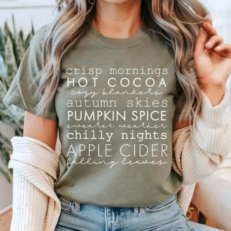 Crisp Mornings Fall List Bella Graphic Tee sold by Roxie’s Picks