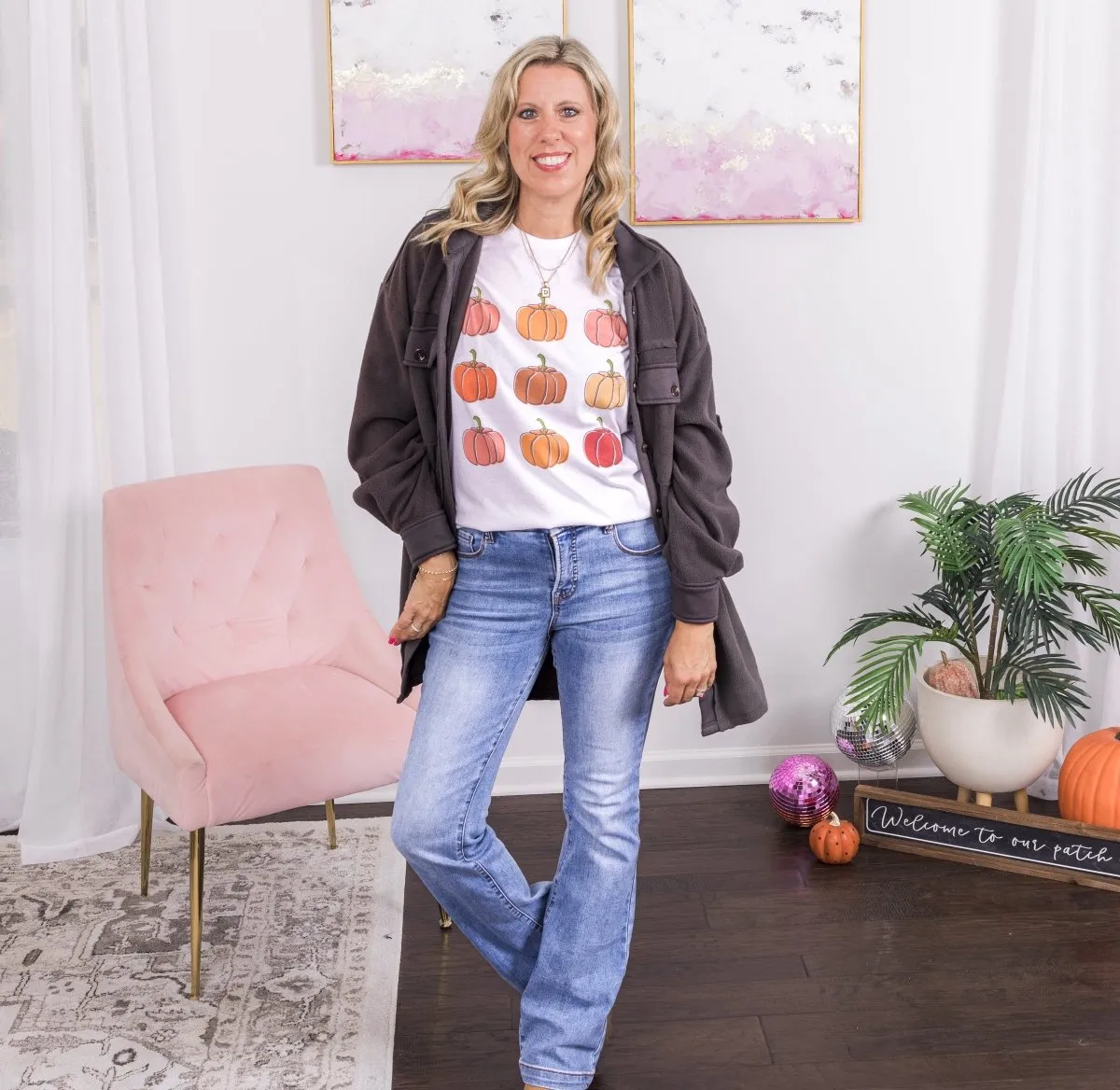 Pumpkin Collage Patch Bella Graphic Tee sold by Roxie’s Picks product image thumbnail 4