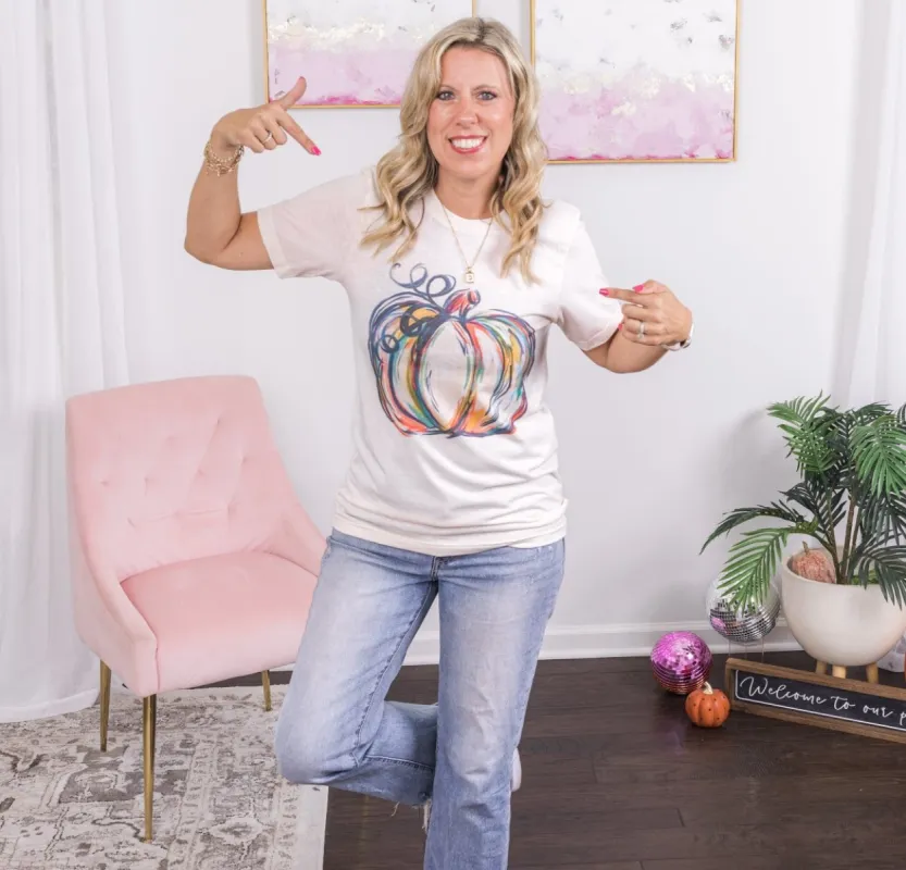 Watercolor Pumpkin Bella Graphic Tee sold by Roxie’s Picks