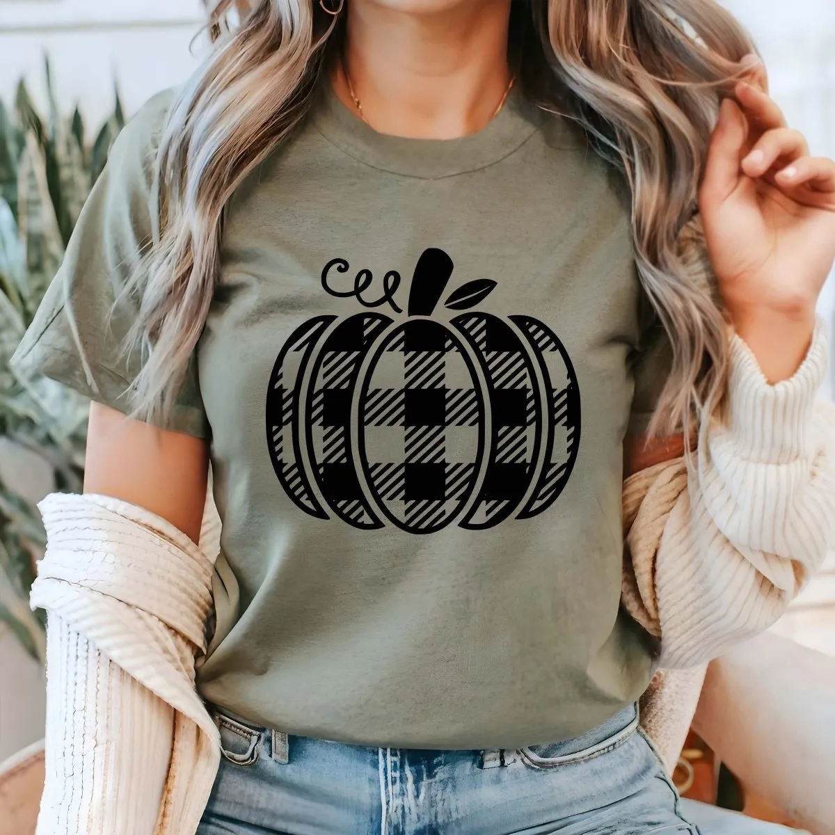 Plaid Pumpkin Bella Graphic Tee sold by Roxie’s Picks