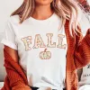 Fall Pumpkin Floral Pattern Bella Graphic Tee sold by Roxie’s Picks