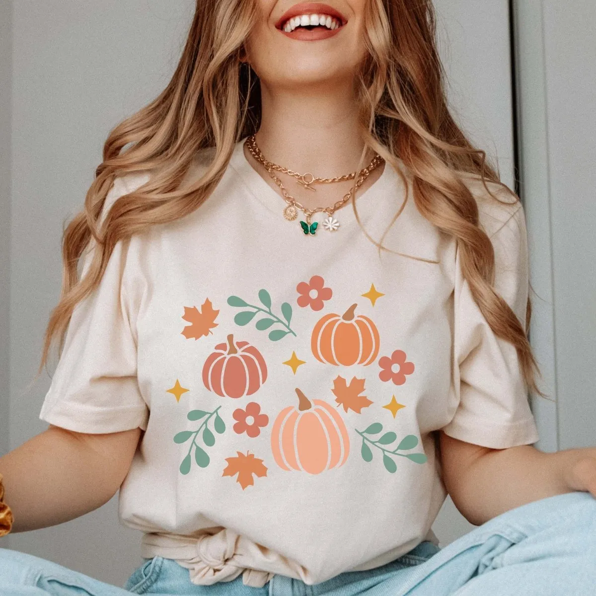 Pumpkin Leaves Collage Bella Graphic Tee sold by Roxie’s Picks product image thumbnail 2