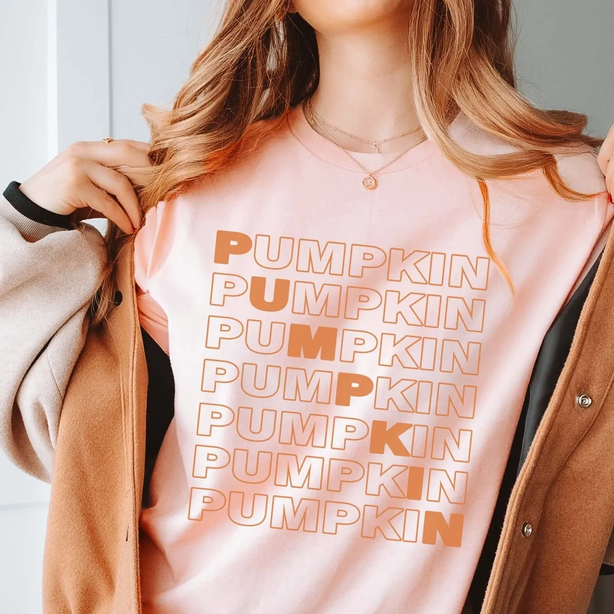 Pumpkin Repeat Diagonal Bella Graphic Tee sold by Roxie’s Picks product image thumbnail 2