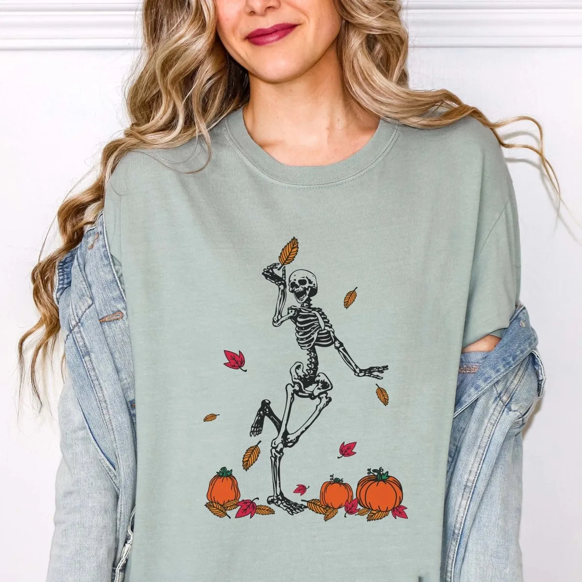 Fall Dancing Skeletons Comfort Color Graphic Tee sold by Roxie’s Picks product image thumbnail 4