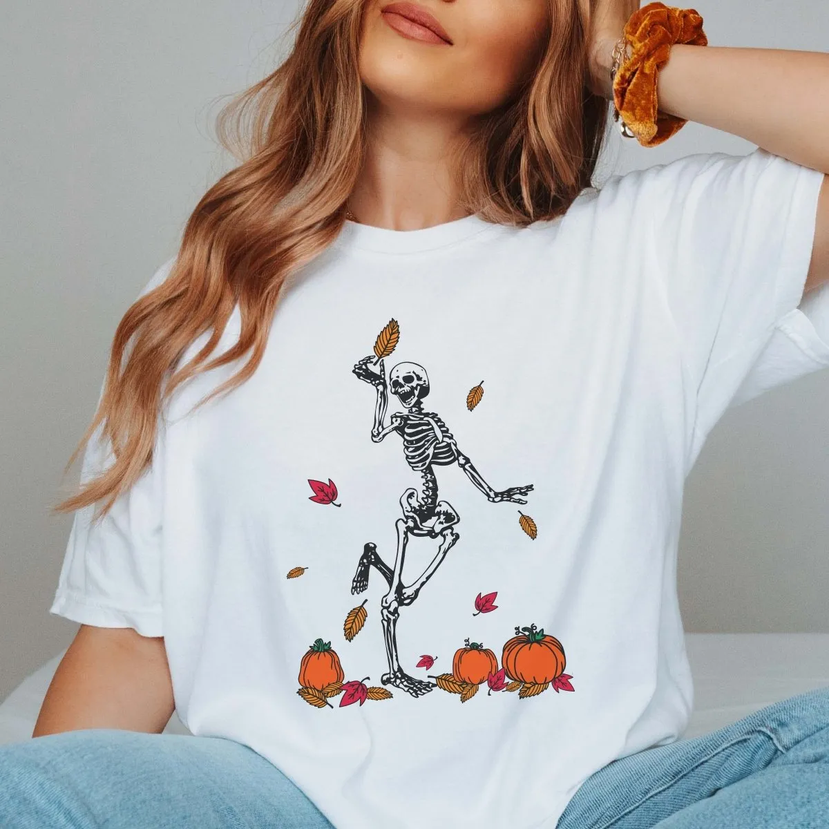 Fall Dancing Skeletons Comfort Color Graphic Tee sold by Roxie’s Picks product image thumbnail 2
