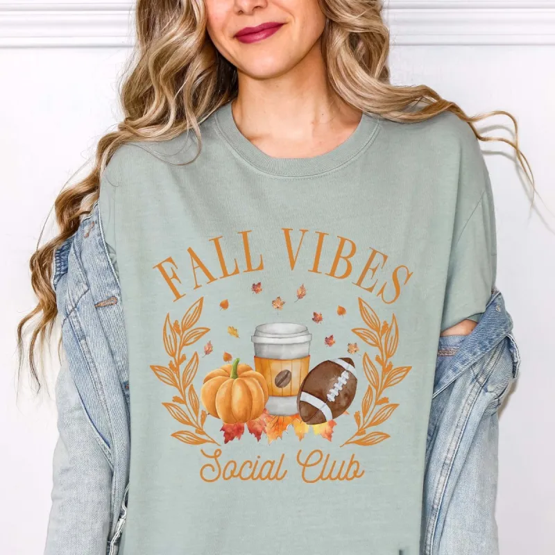 Fall Vibes Social Club Comfort Color Graphic Tee sold by Roxie’s Picks