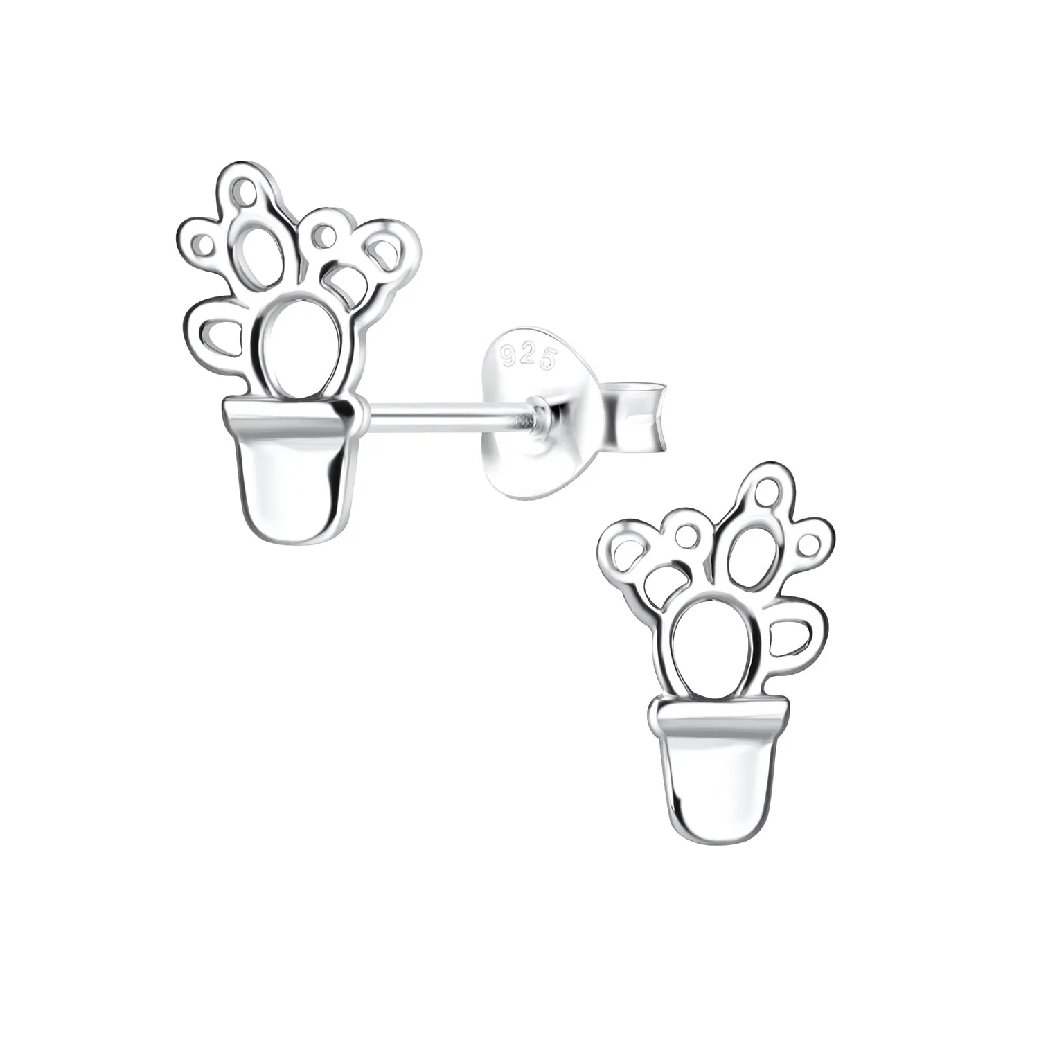 Silver Cactus Earrings 925 Sterling Silver Hypoallergenic Earrings for Little Girls sold by Roxie’s Picks