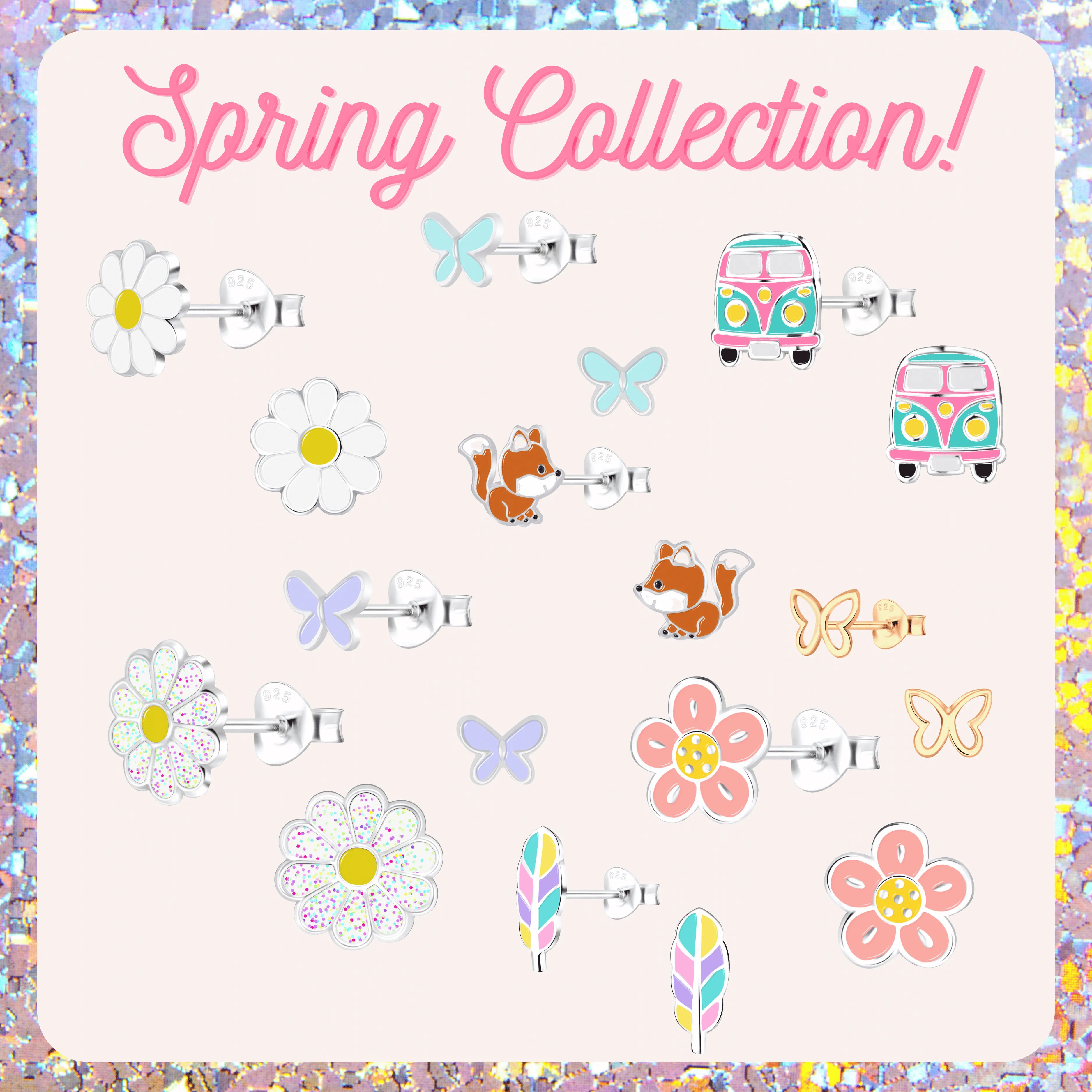 Silver Flower Earrings with Teal Center 925 Sterling Silver Hypoallergenic Earrings for Little Girls sold by Roxie’s Picks product image thumbnail 3