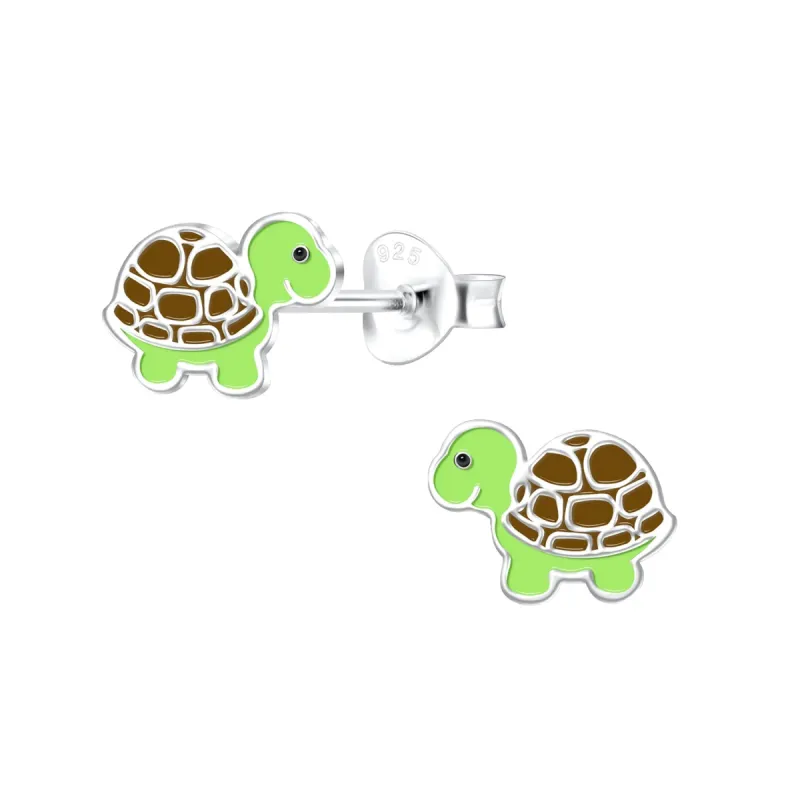 Turtle Earrings with Dark Brown Shell 925 Sterling Silver Hypoallergenic Earrings for Little Girls sold by Roxie’s Picks