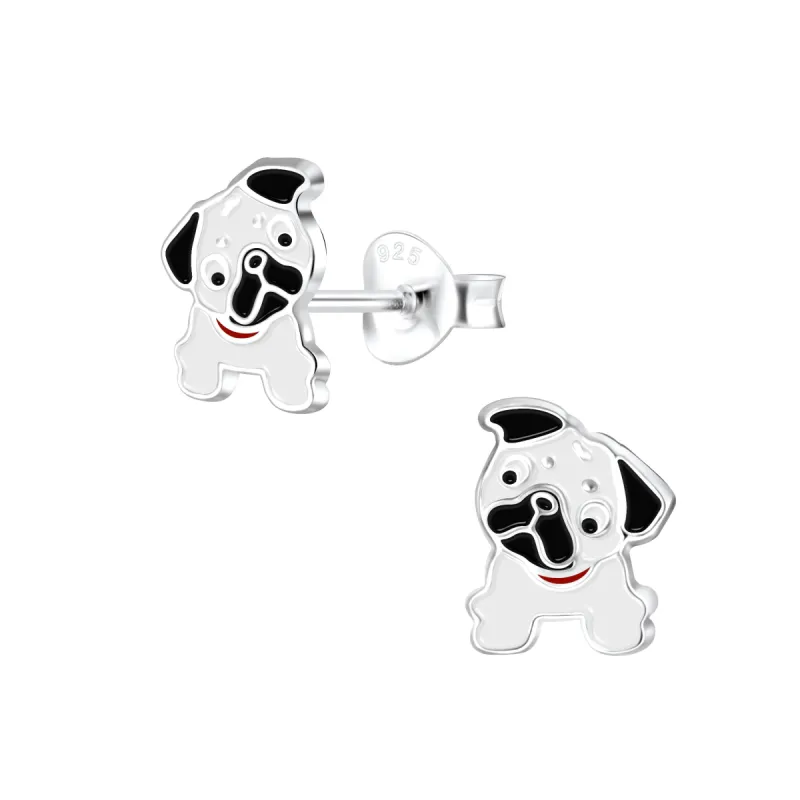 White and Black Puppy Sterling Silver Stud Earrings sold by Roxie’s Picks