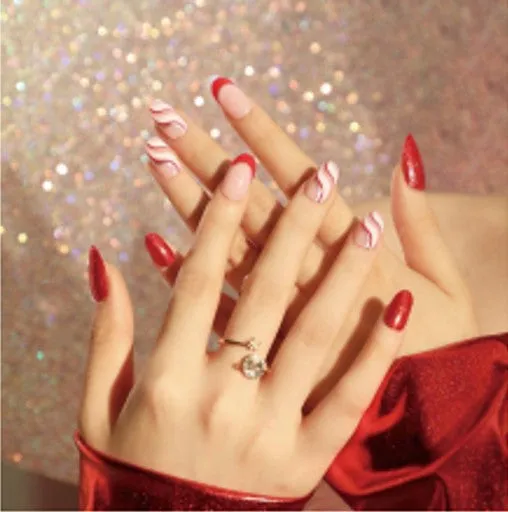24 Pcs Press on Nails -Holiday Swirl sold by Roxie’s Picks