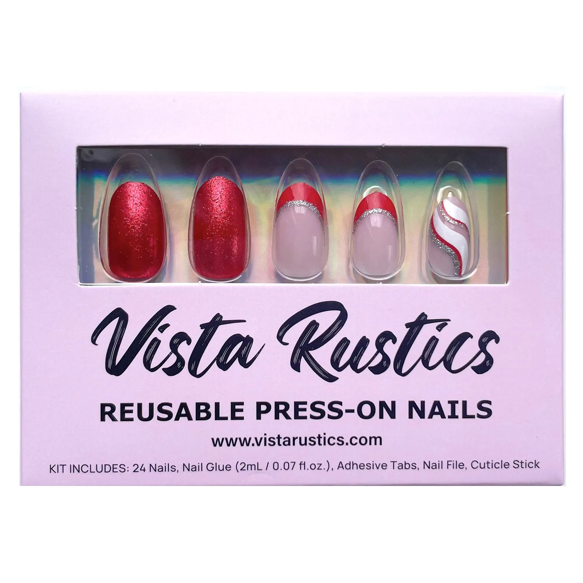 24 Pcs Press on Nails -Holiday Swirl sold by Roxie’s Picks product image thumbnail 2