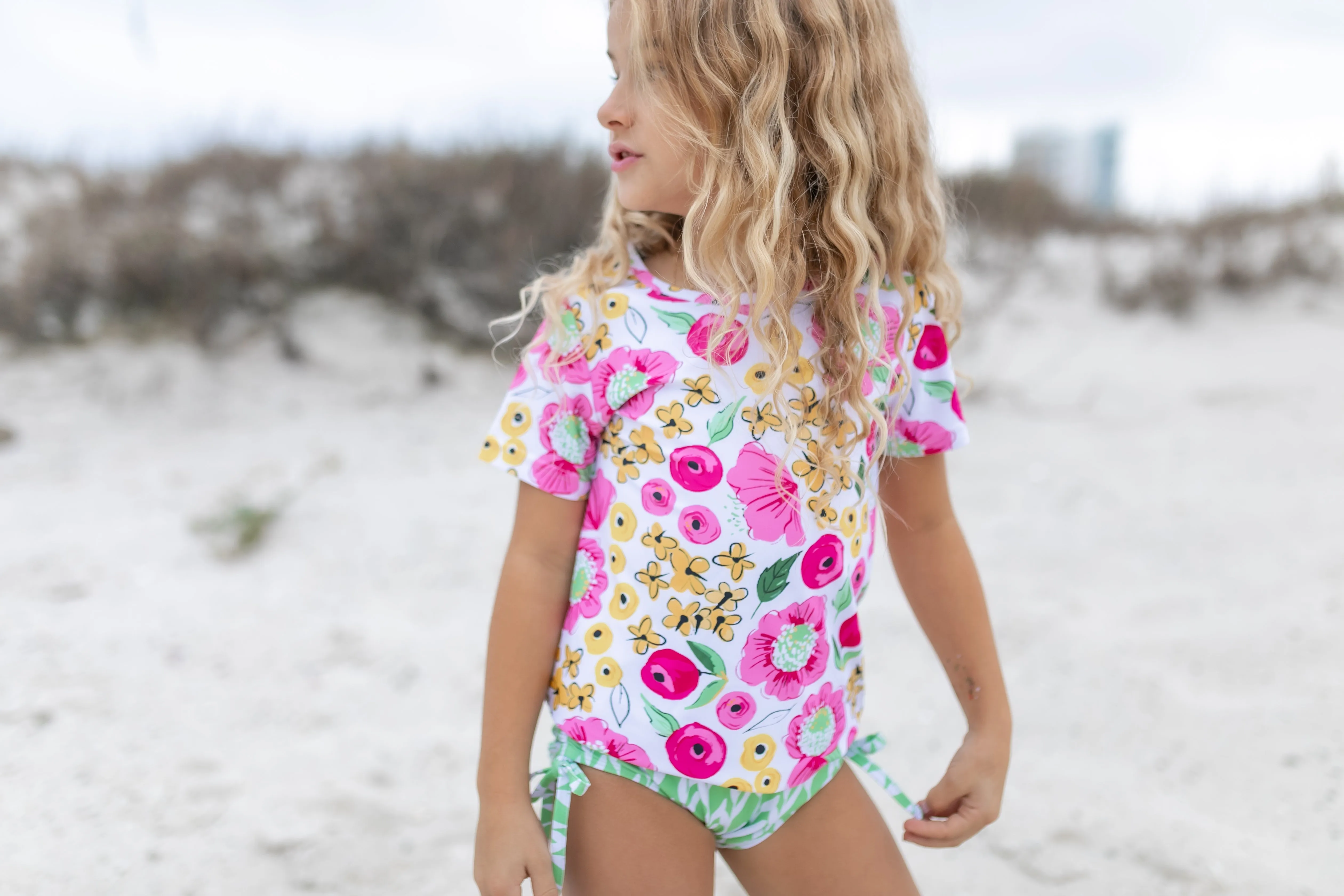 Olivia Green Pink Floral Rash Guard Swimsuit sold by Roxie’s Picks product image thumbnail 5