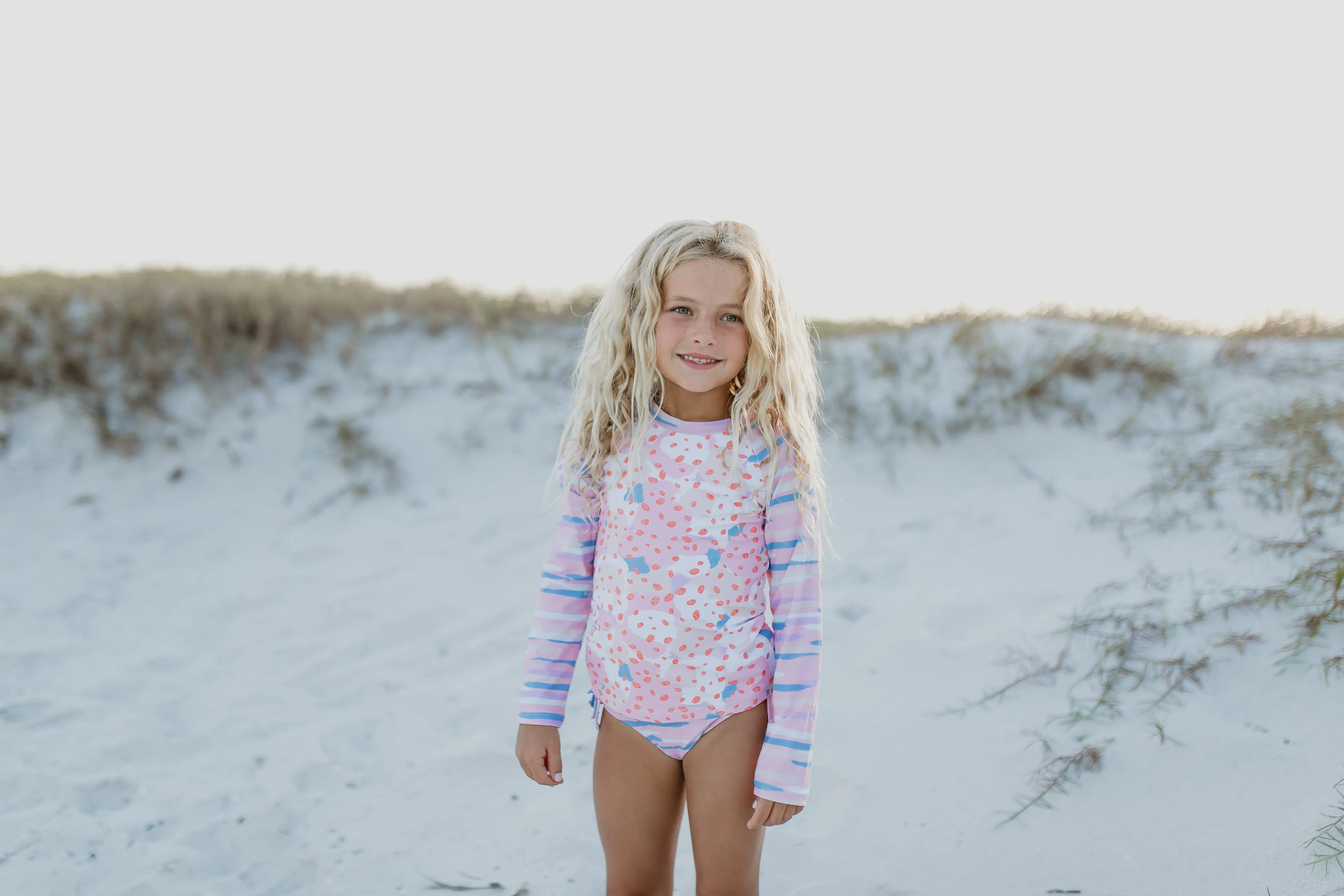 Elsie Pink Blue Abstract Long Sleeve Rash Guard Swimsuit sold by Roxie’s Picks product image thumbnail 5