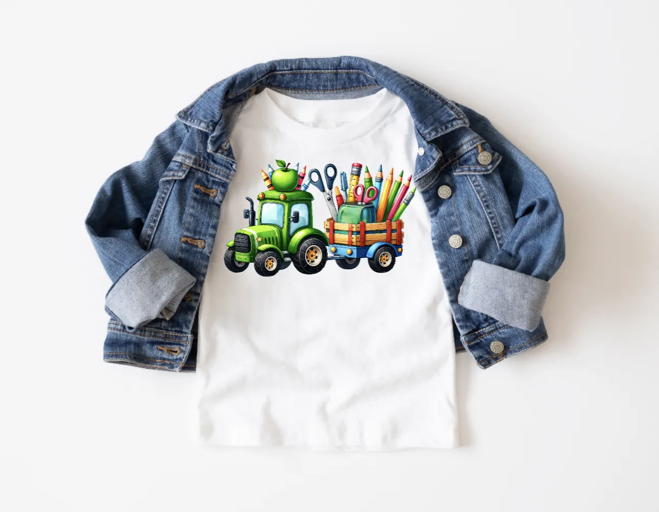 Back to School Boys Tractor White Tee Shirt sold by Roxie’s Picks