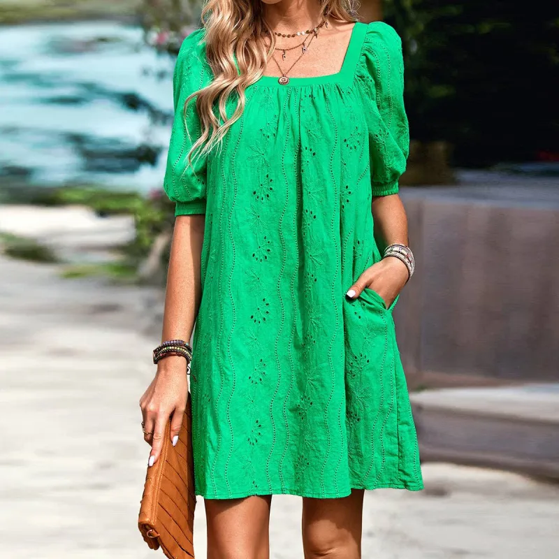 Eyelet Charm Shift Dress sold by Roxie’s Picks