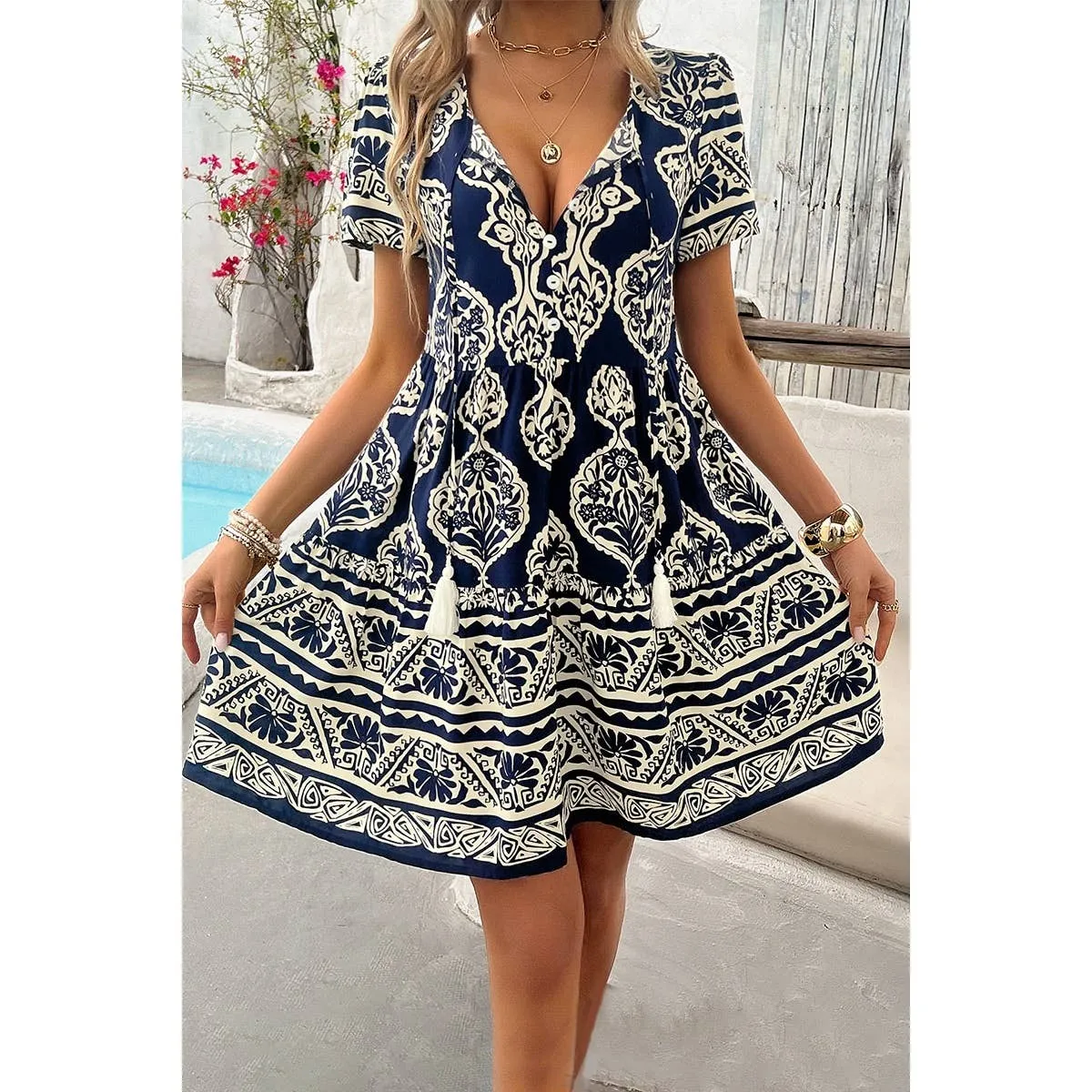 Floral Tassel Tiered Dress sold by Roxie’s Picks product image thumbnail 3