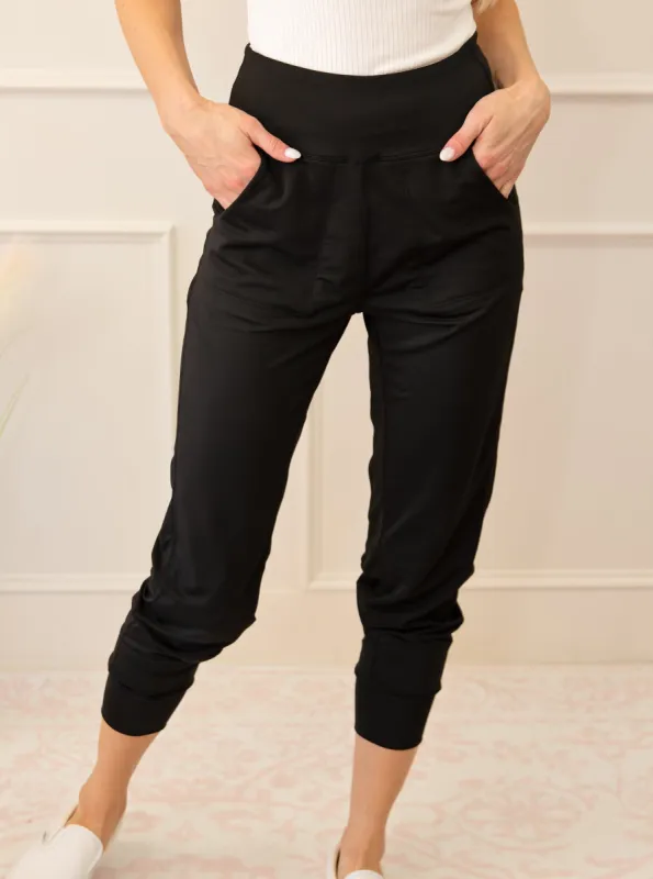 High Waist Pocketed Joggers With Exposed Seam sold by Roxie’s Picks