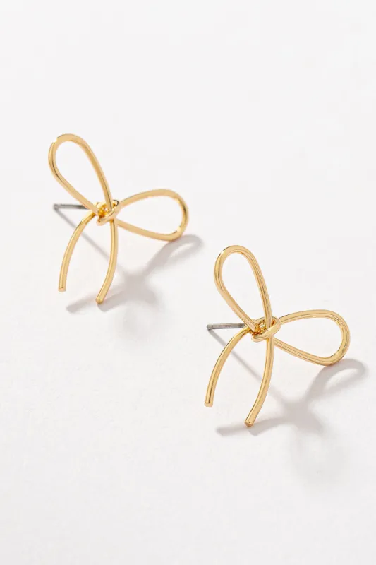 Brass wire bow tie earrings sold by Roxie’s Picks