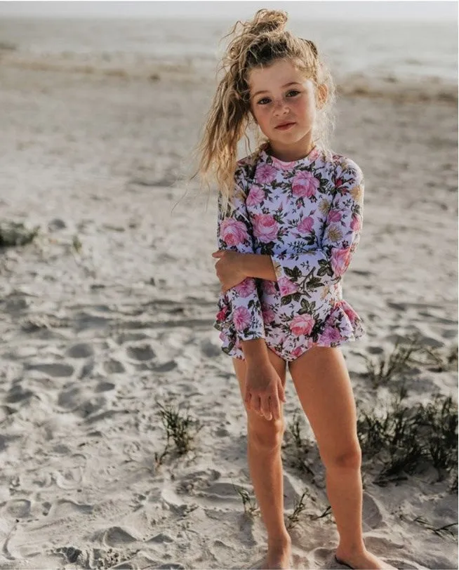 Girls Swimsuits - Floral Melody - 1 Pc Zip sold by Roxie’s Picks