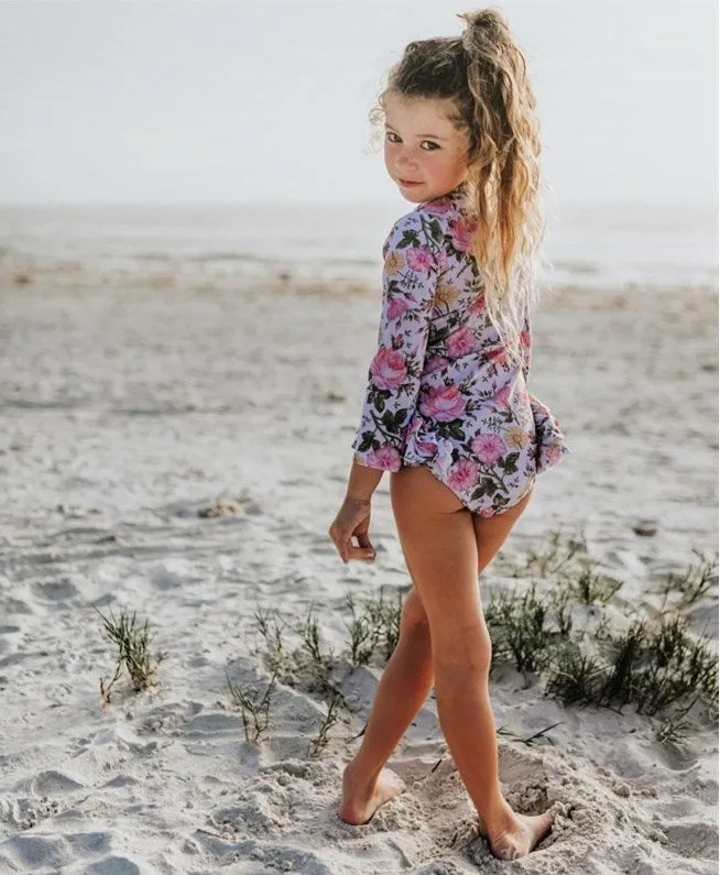 Girls Swimsuits - Floral Melody - 1 Pc Zip sold by Roxie’s Picks product image thumbnail 3