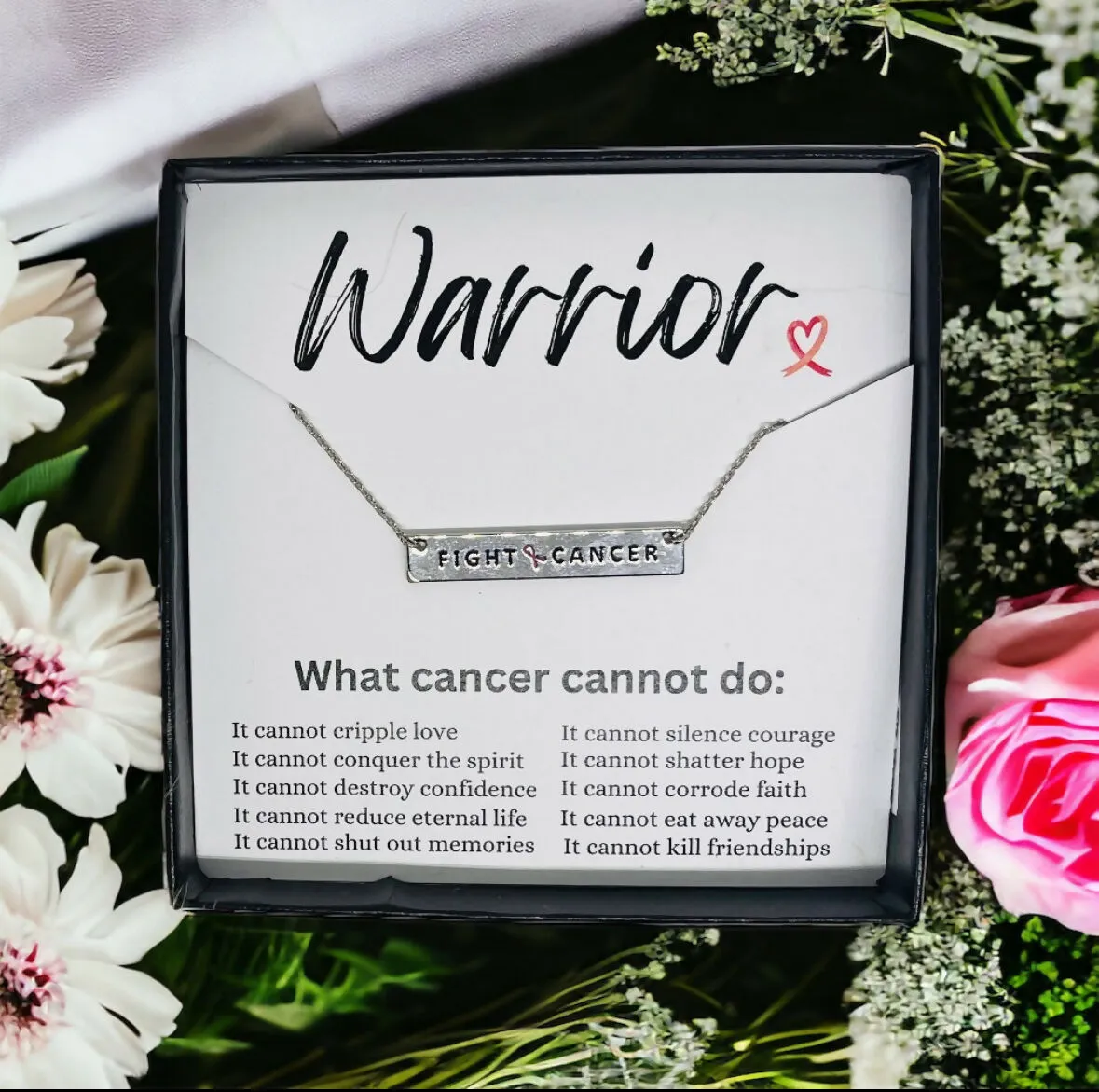 "Fight Cancer" Flat Bar Pendant Necklace + FREE Gift Box and Jewelry Card sold by Roxie’s Picks product image thumbnail 2