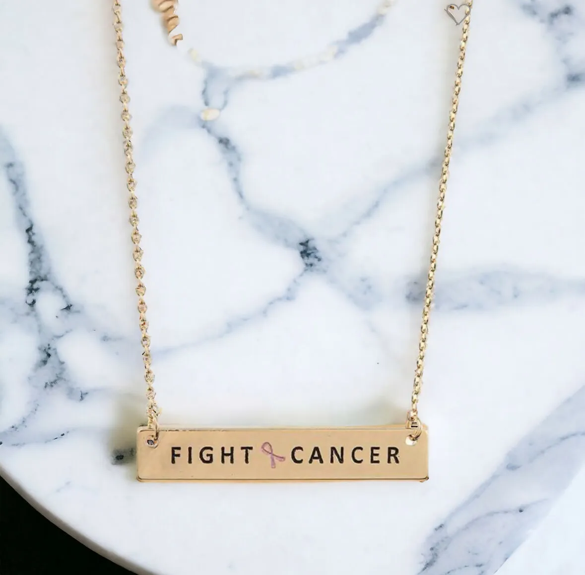 "Fight Cancer" Flat Bar Pendant Necklace + FREE Gift Box and Jewelry Card sold by Roxie’s Picks product image thumbnail 3