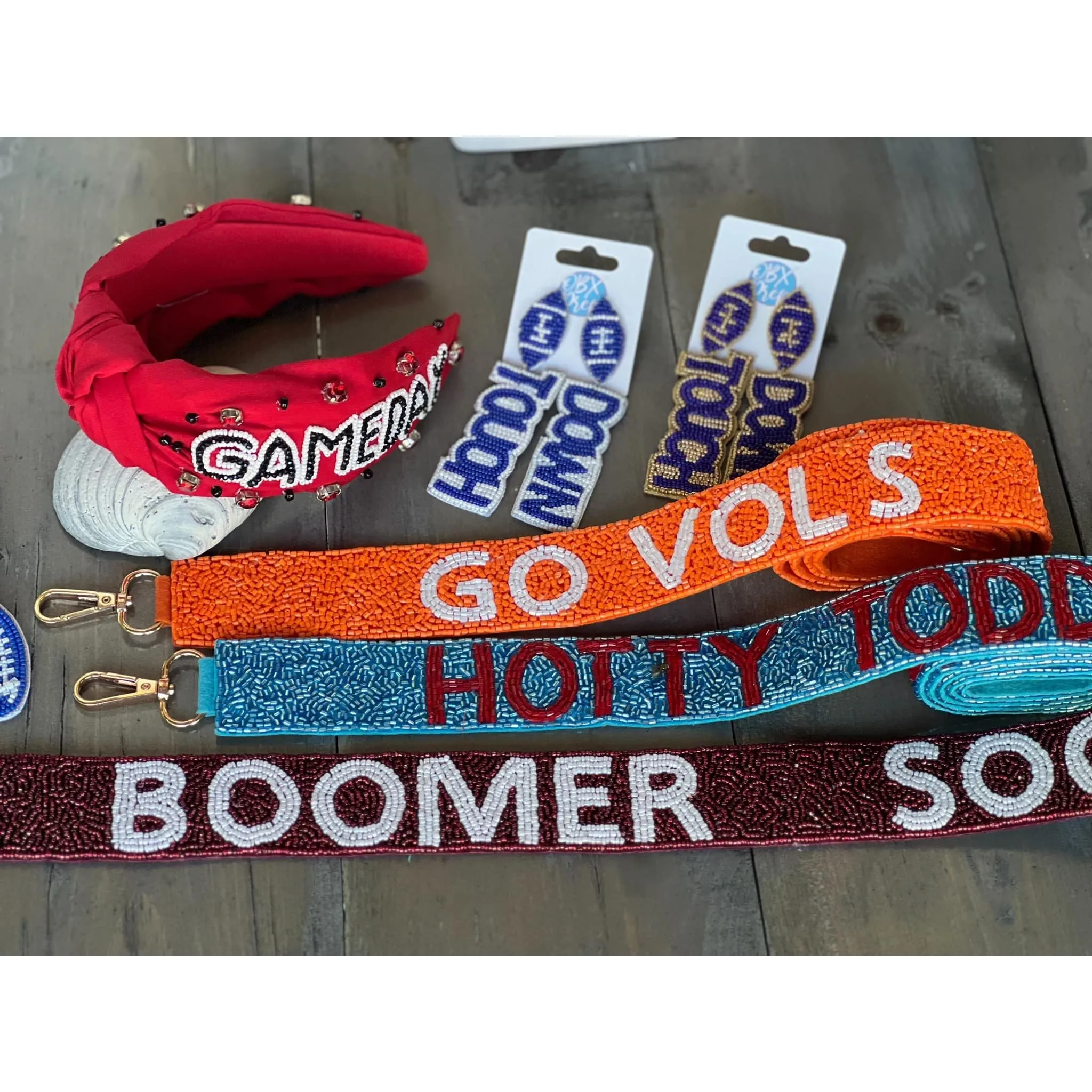 Football Touchdown Seed Beaded Dangle Earrings sold by Roxie’s Picks product image thumbnail 4