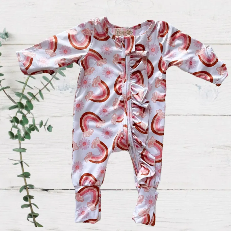 Convertible Infant Girls Sleepers/Zippies - Retro Rainbows sold by Roxie’s Picks