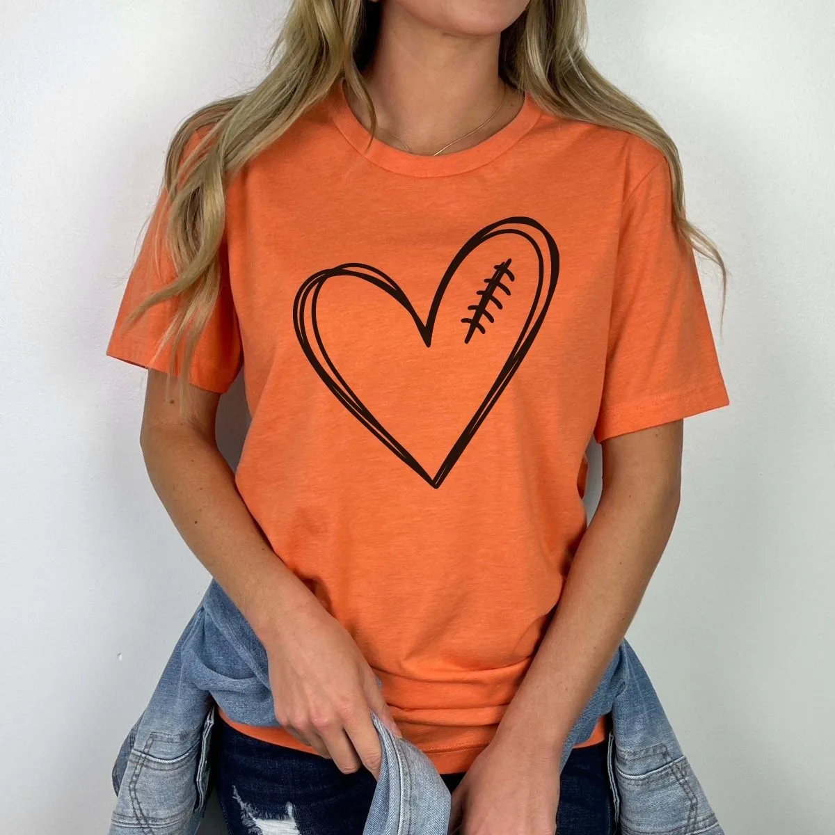 Football Heart Graphic Tee sold by Roxie’s Picks product image thumbnail 5