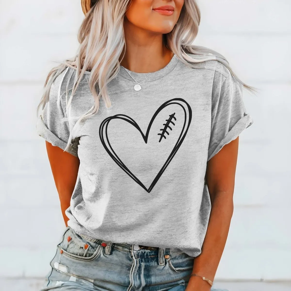 Football Heart Graphic Tee sold by Roxie’s Picks product image thumbnail 2