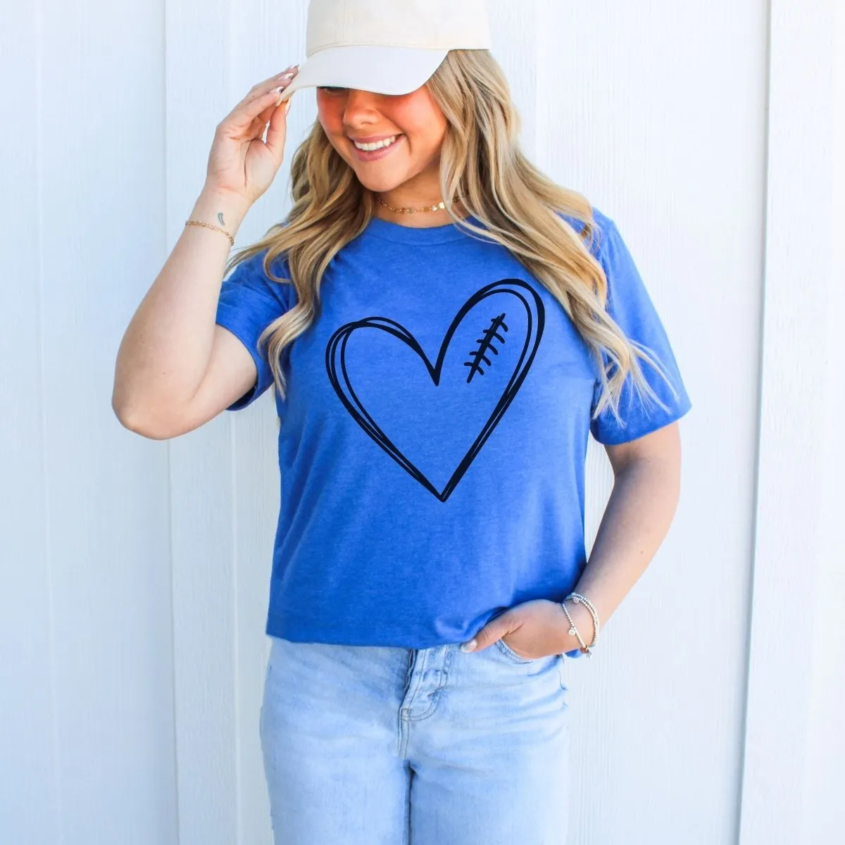 Football Heart Graphic Tee sold by Roxie’s Picks product image thumbnail 3