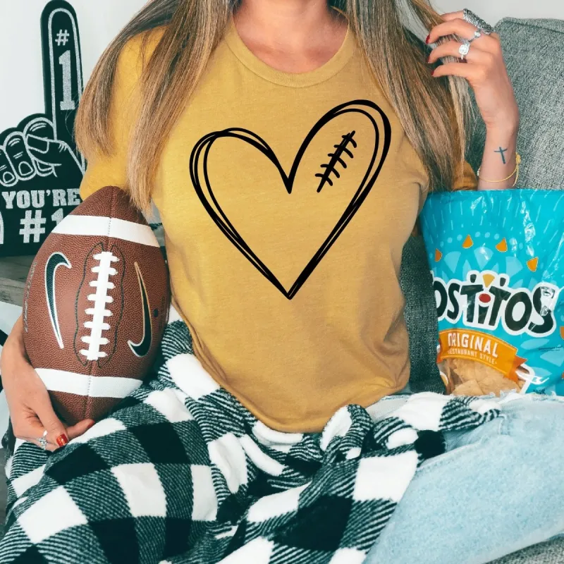 Football Heart Graphic Tee sold by Roxie’s Picks