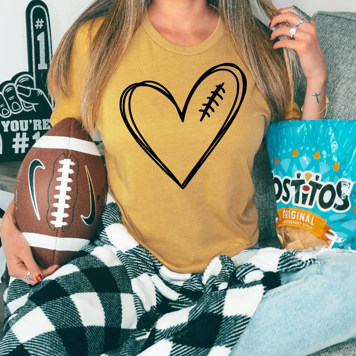 Football Heart Graphic Tee sold by Roxie’s Picks