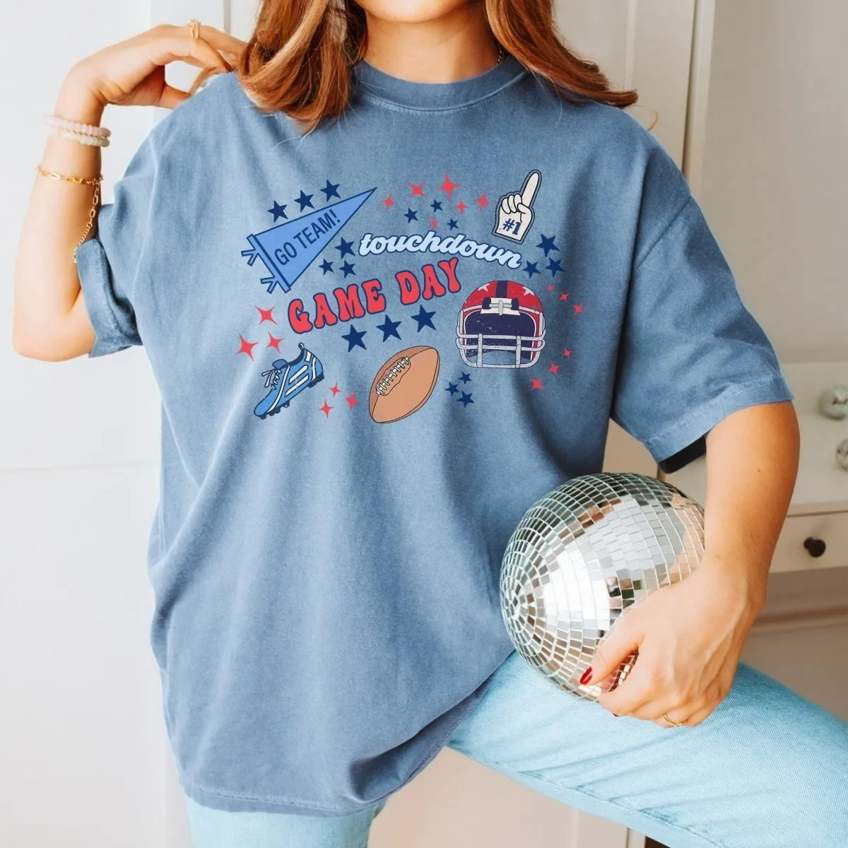 Football Game Day Retro Collage Comfort Color Tee sold by Roxie’s Picks product image thumbnail 4